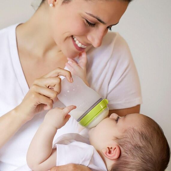 Comotomo Baby Bottle Bundle Set, Color: Green & White, 7 image