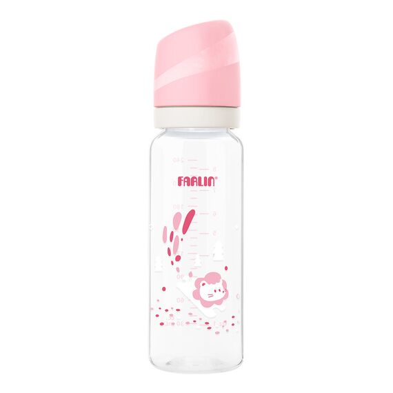 Farlin Grow With Colors PP Standard Neck Bottle Feeding 240ml 0M+, Color: pink