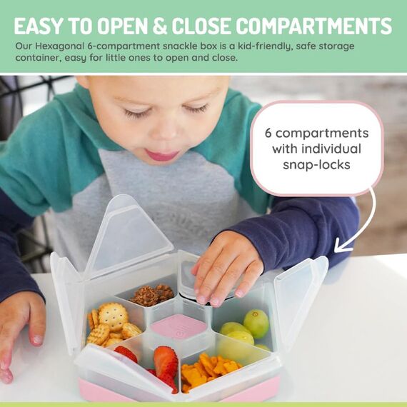 Melii Hexagon Snackle 6 Compartment, Color: pink, 4 image