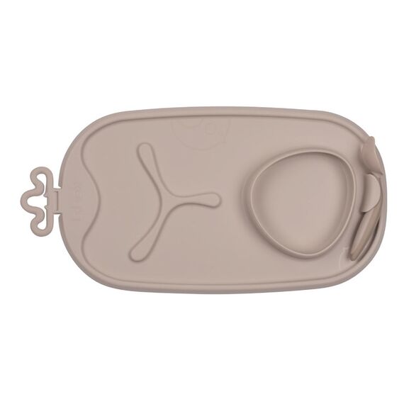 b.box Roll + Go Mealtime Mat with 3 Section Divider and Spoon, Color: Latte