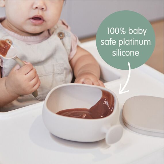 b.box Silicone Bowl with Lid, Color: Latte, 3 image