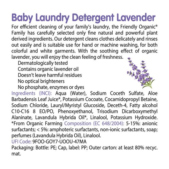 Friendly Organic Baby Laundry Detergent 2L Pack of 2 Lavender - White, 7 image