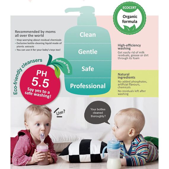 Farlin Clean 2.0 Baby Bottle Wash Liquid Cleanser 700ml Pump Top, 10 image