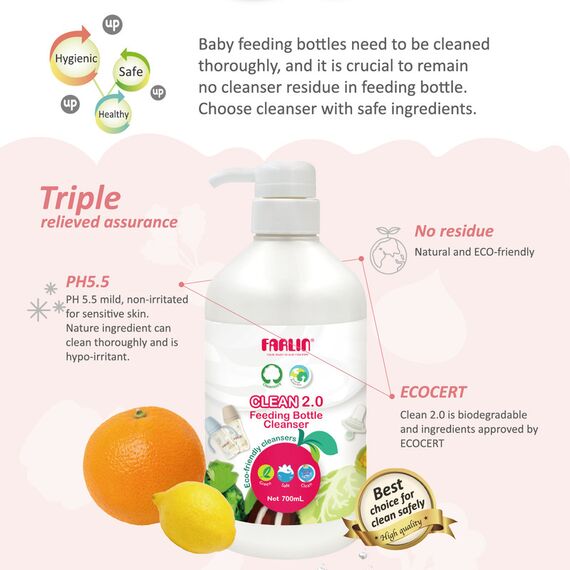 Farlin Clean 2.0 Combo of Bottle Wash 700ml + 100ml, 4 image