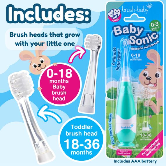 Brush-Baby BabySonic Electric Toothbrush 0–3 Years, Color: Teal, 3 image
