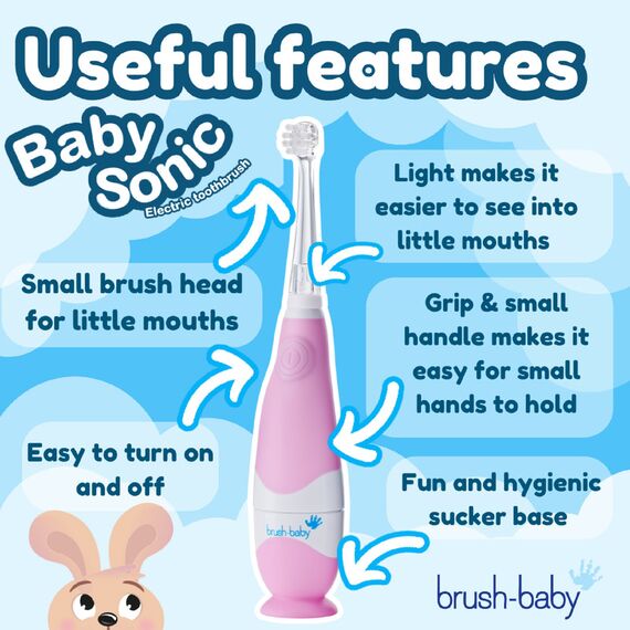 Brush-Baby BabySonic Electric Toothbrush 0–3 Years, Color: pink, 2 image