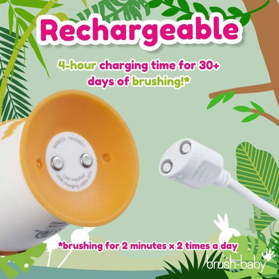 Brush-Baby WildOnes Rechargeable Electric Toothbrush for Kids 0–10 Years, Color: Green, 9 image