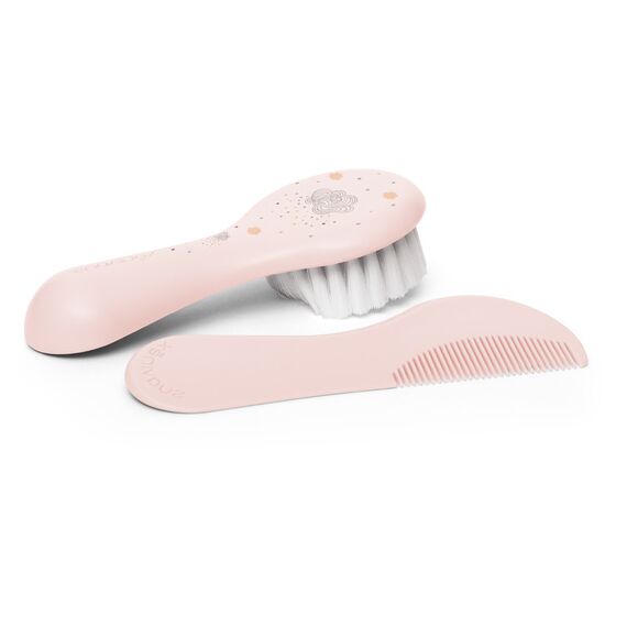 Suavinex Baby Care Daily Grooming Essential Gift Set of 6 Contains Finger Toothbrush, Comb, Nail Clippers, Scissors & Brush 0+Month, Color: pink, 4 image