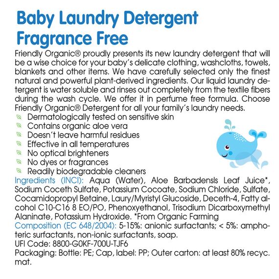 Friendly Organic 2000ml Fragrance Free Baby Laundry Detergent - White, 6 image