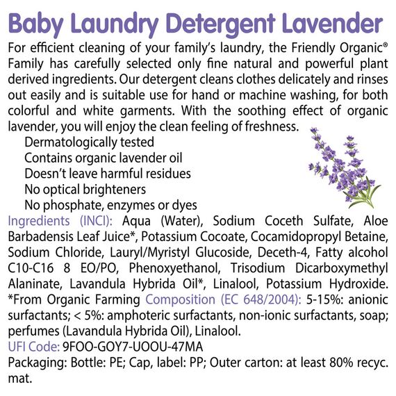 Friendly Organic 1000ml Lavender Baby Laundry Detergent - White, 6 image