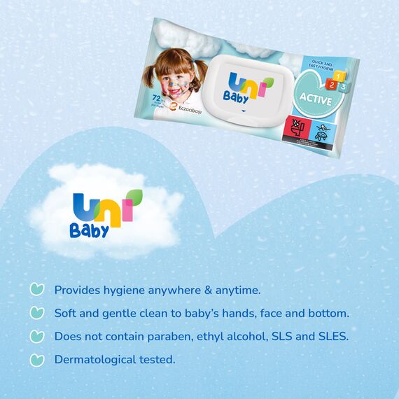 Uni Baby Active Wet Wipes 72 pcs, 4 image