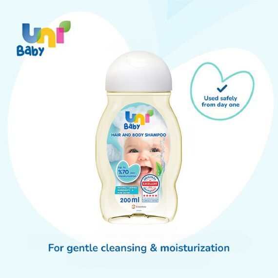 Uni Baby Hair and Body Shampoo Skin Moisturization 200 ml, 2 image