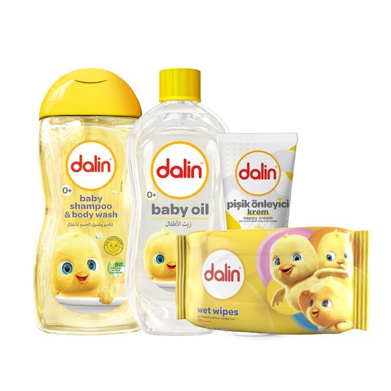 Dalin 5 Pieces Baby Care Set – Baby Shampoo and Body Wash 200ml, Baby Oil 200ml, Wet Wipes 56pcs, Nappy Cream 100ml, 2 image