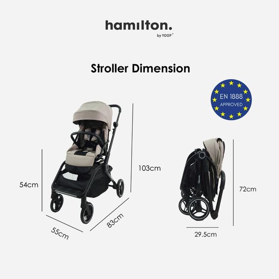 Hamilton by Yoop T1 Buggy 360° Rotating Seat MagicFold Technology Lightweight Folding Stroller, Color: Kaki, 3 image
