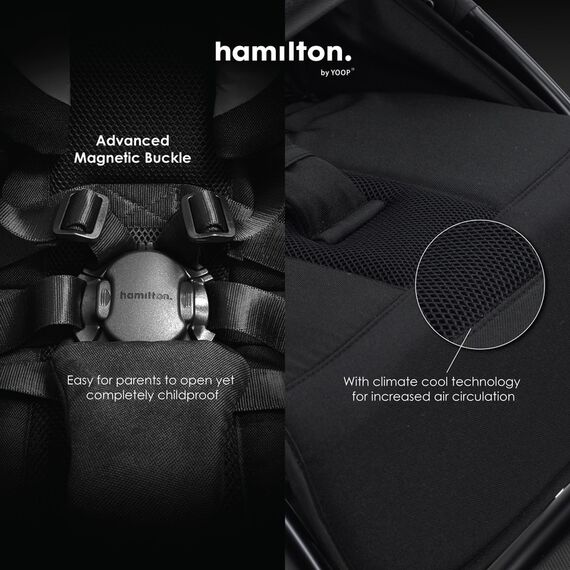 Hamilton by Yoop T1 Buggy 360° Rotating Seat MagicFold Technology Lightweight Folding Stroller, Color: Grey, 7 image