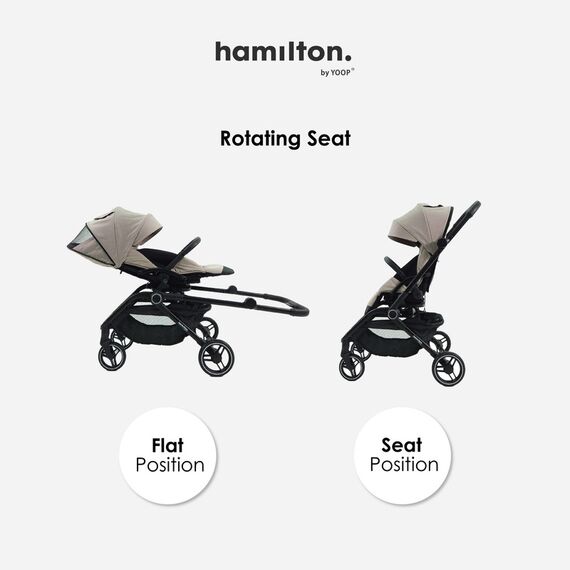 Hamilton by Yoop T1 Buggy 360° Rotating Seat MagicFold Technology Lightweight Folding Stroller, Color: Kaki, 9 image
