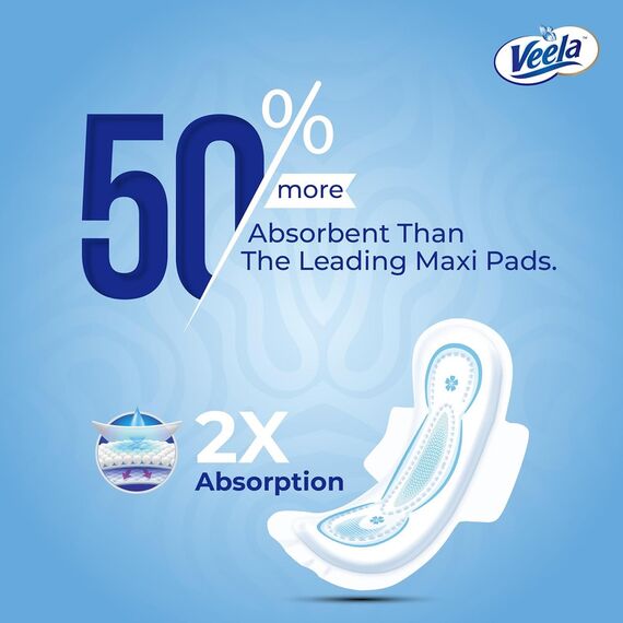 Veela Cushion Soft Maxi Pads for Women Heavy Flow Feminine Hygiene Pads Long 30 Count Value Pack, 3 image