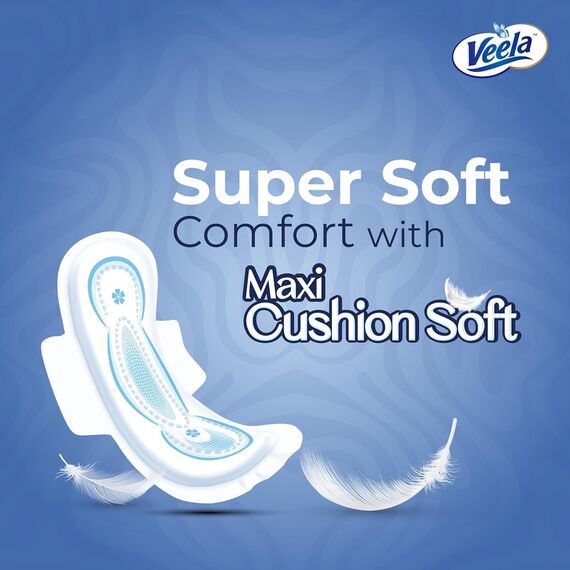 Veela Cushion Soft Ultra Thin Pads for Women Heavy Flow Feminine Hygiene Pads Long 8 Count, 5 image