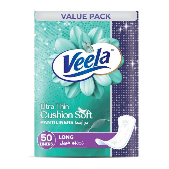 Veela Ultra Thin Pantiliners Ultra-Light Breathable Leak-Proof Daily Feminine Hygiene Protection Long 50 Count