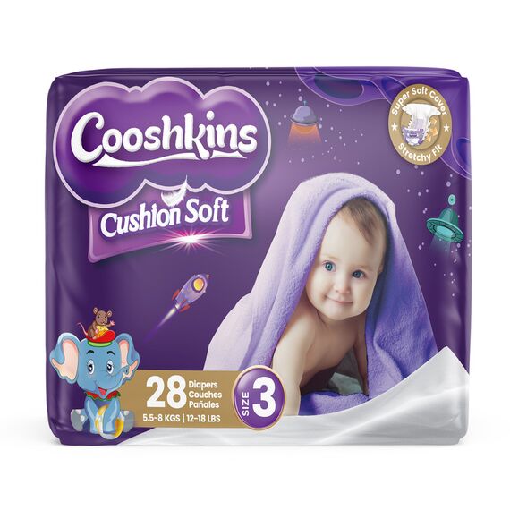 Cushion Soft Baby Diapers Size 3 28 Count Super Soft Cover Stretchy Fit Leak Guard Quick Absorb Core Hypoallergenic for 5.5–8 kg 12–18 lbs Babies