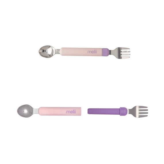 Melii Detachable Spoon & Fork with Carrying Case, Color: Pink & Purple, 3 image