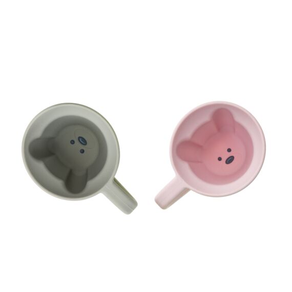 Melii Silicone Bear Mug 2 Pack, Color: Pink & Grey, 2 image