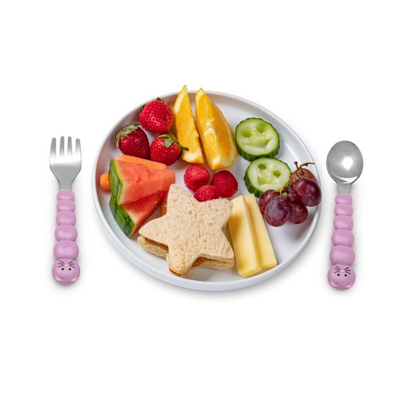 Melii Spoons & Forks Set Cat & Bulldog 4 Pcs, Color: Purple & Grey, 2 image