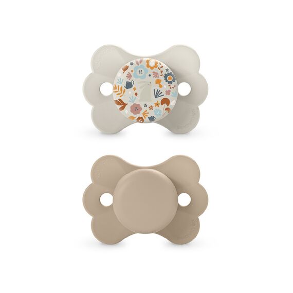 Suavinex SX Pro Ultra Soft Butterfly Shape Baby Pacifier for Babies 6-18 months with Silicone Nipple Physiological Teat Safe for Baby Pack of 2, Color: Beige