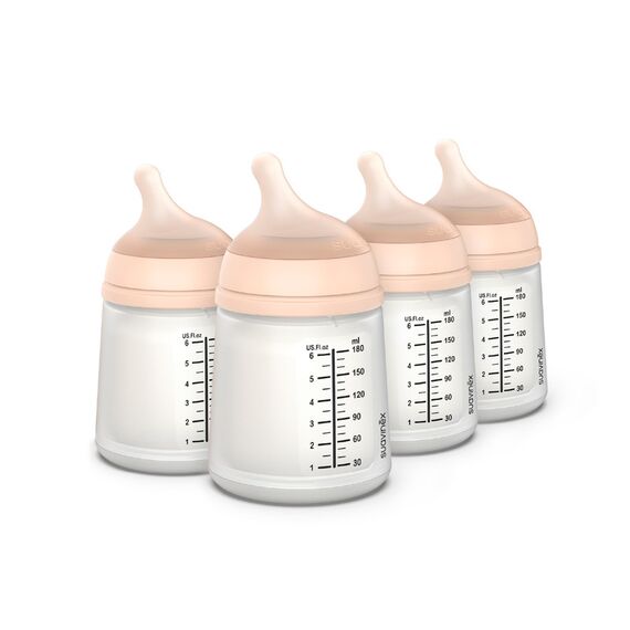 Suavinex Zero Zero Anti-Colic Baby Bottle 180 ml 4 Pcs, Color: Fair