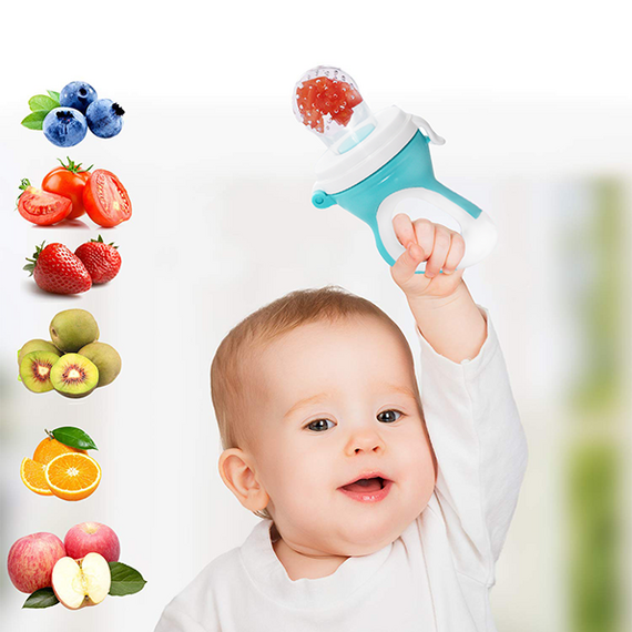 Babyjem Silicone Fruit & Vegetable Feeder 6+ Months, Color: Blue, 4 image