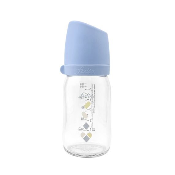 Farlin Heat Resistant α-33 Glass Wide Neck Feeding Bottle 160ml Heart - Blue