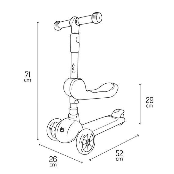 MoMi Kiuru 2-in-1 Scooter and Ride-On, Color: pink, 7 image