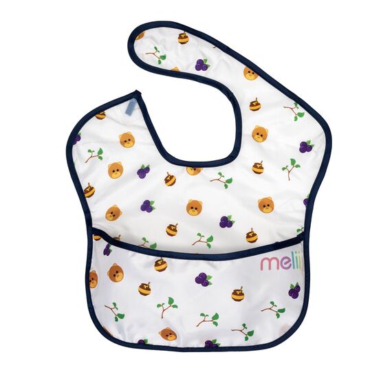 Melii Fold Up Bib with Scoop 2 Pcs, Color: White & Navy