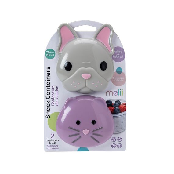 Melii Snack Food Storage Container with PP Base 232 ml 2 Pcs, Color: Grey & Purple, 3 image