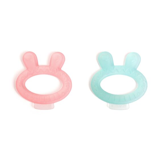 Suavinex Rabbit Teether for Baby +0 Months Made of One-piece Silicone, Helps Soothe Inflamed Gums & Stimulates Fine Motor Skills - Assorted Colors