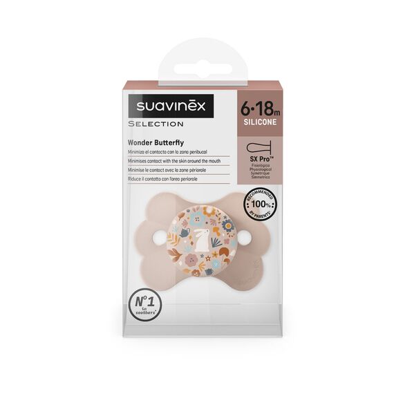 Suavinex SX Pro Ultra Soft Butterfly Pacifier 6–18 Months, Color: Beige, 3 image
