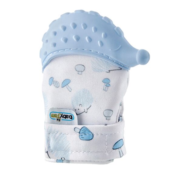 BabyJem Baby Teething Gloves Hedgehog, Color: Blue