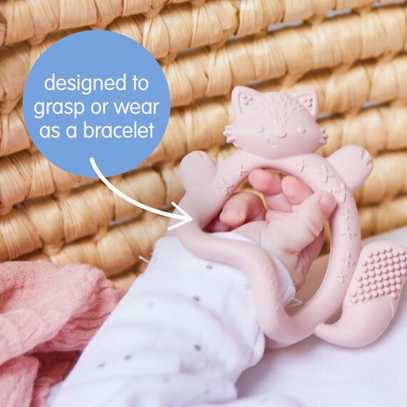 b.box Wrist Teether Soft Silicone Teething Toy 3m+, Color: Grey, 2 image