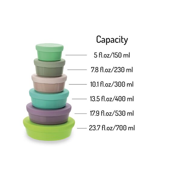 Melii Stacking & Nesting Food Containers with Silicone Lids 6 pcs, 6 image