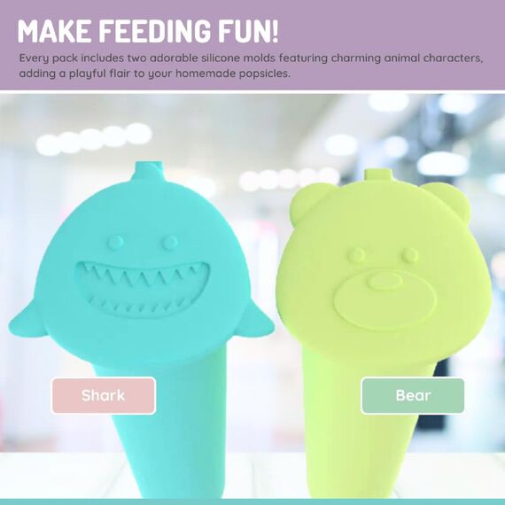 Melii Push Pops Animal 2 Pack Shark + Bear (6 Sets/Inner), 4 image