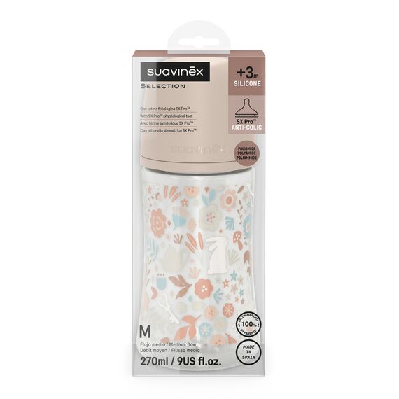 Suavinex Wonderland Polyamide Baby Bottle Medium Flow 270 ml 3+ Months, Color: Beige, 3 image
