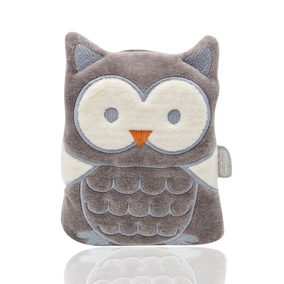 Babyjem Cherry Seeds Filled Velvet Colic Owl Shaped Pillow 0 Months+, Color: Grey, 5 image