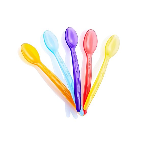 Babyjem Transparent Cup Spoon Set 5 Pieces 4+ Months - Multicolor, 2 image