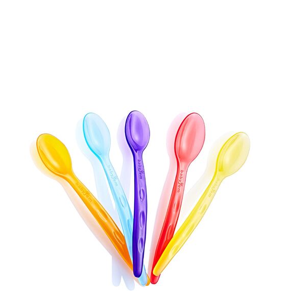 Babyjem Transparent Cup Spoon Set 5 Pieces 4+ Months - Multicolor