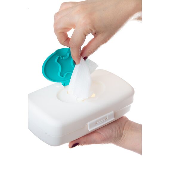 Babyjem Wet Towel Box, Color: Turquise & White, 2 image