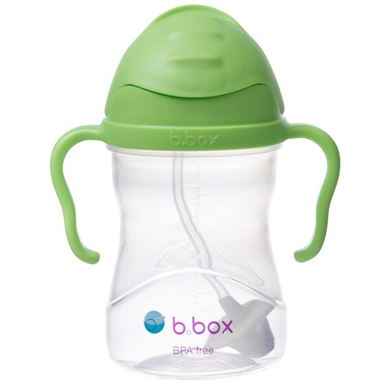 b.box Sippy Cup | Drink from Any Angle | Fliptop, Weighted Straw, Leak Proof & Easy Grip | From 6m+ | 240ml, Color: Green