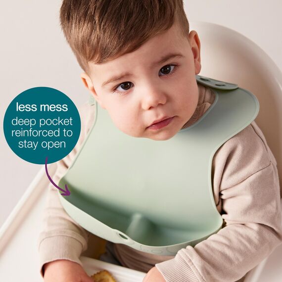 B.Box Silicone Bib with Stay Open Catcher, Color: Blush, 4 image