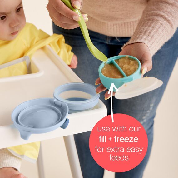 b.box Fill + Feed Reusable Silicone Food Pouch 110ml, Color: Blue, 4 image