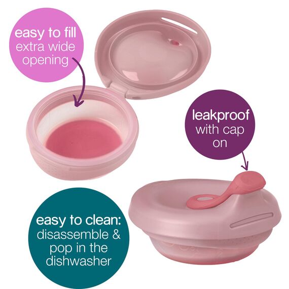 b.box Fill + Feed Reusable Silicone Food Pouch 110ml, Color: pink, 2 image