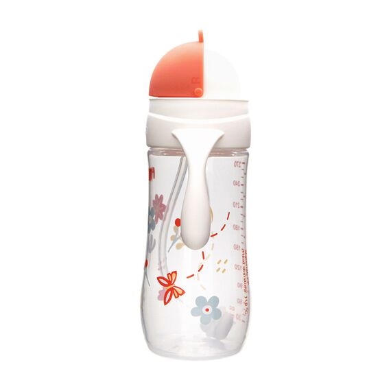 Farlin Grow With Colors PP Wide Neck Drinking Cup with Handle 270ml 6M+ Sliding Lid, Color: Orange, 3 image